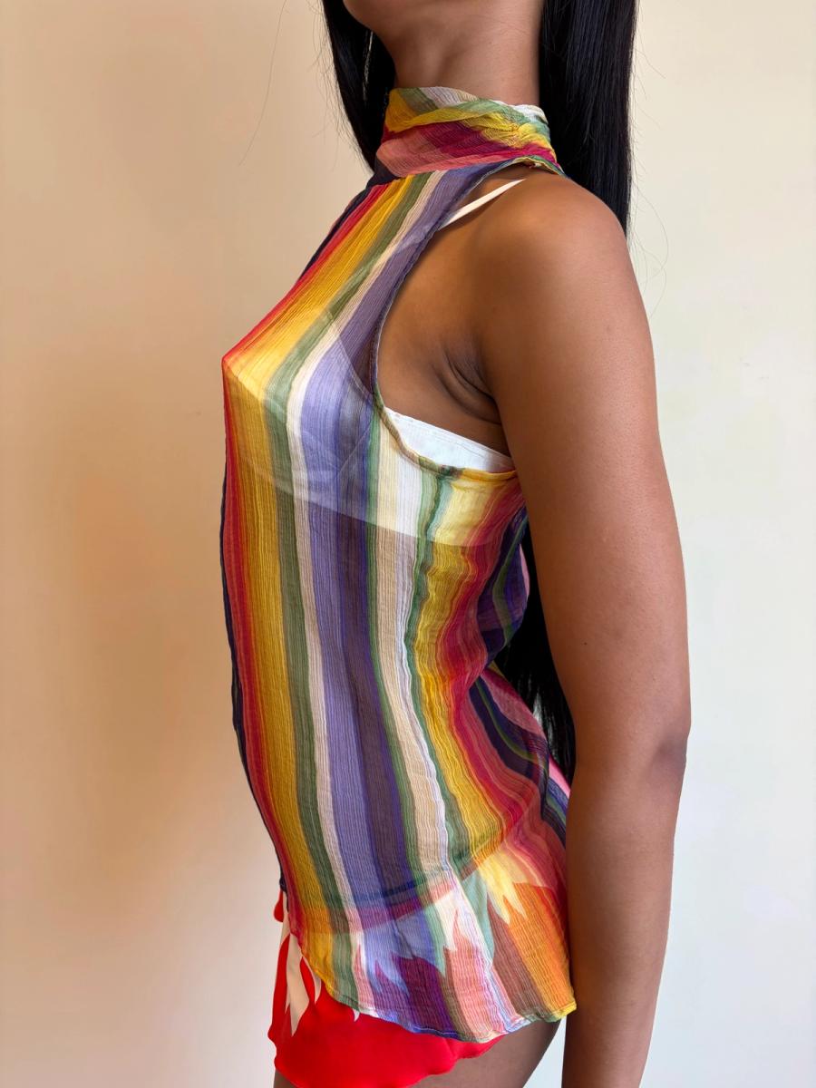 1930s Rainbow Chiffon Crepe Top product image