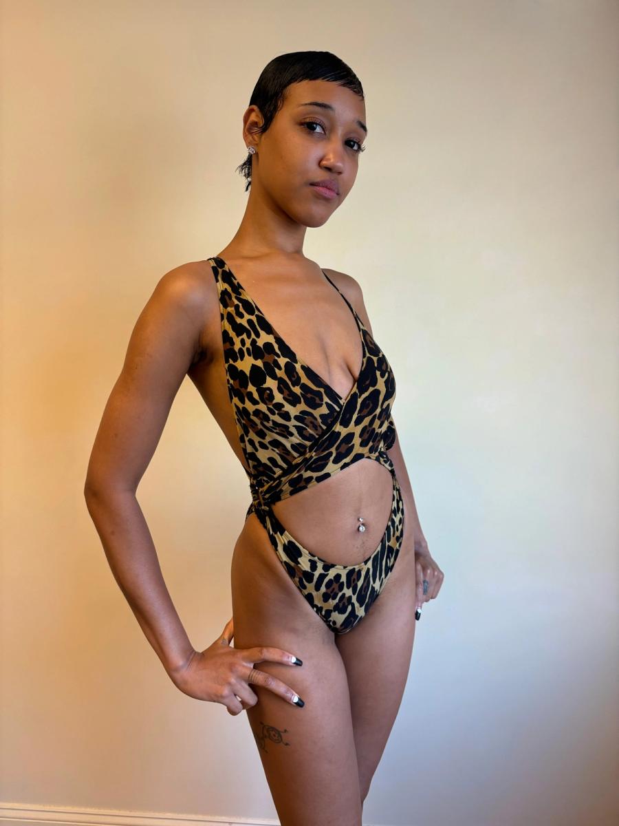 80s Yvan & Marzia Cutout Leopard Swimsuit