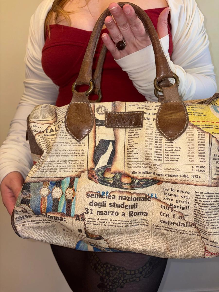 Singed Italian Newsprint Bag product image