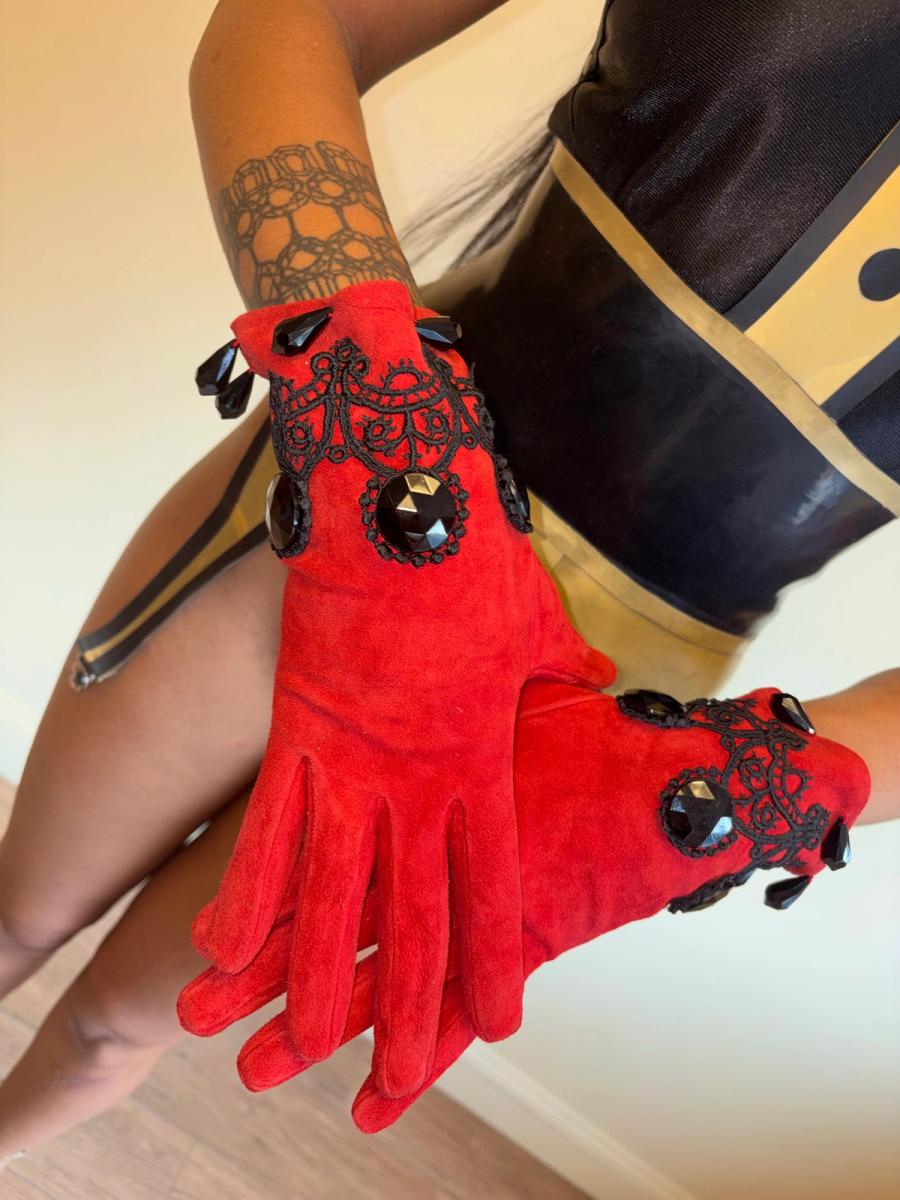 Chantal Thomass Suede Gloves With Jeweled Embellishment  product image