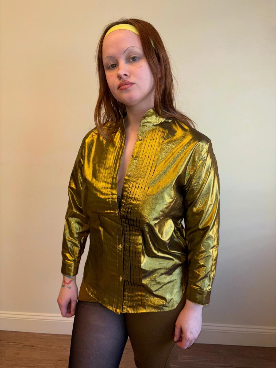 80s Kansai Yamamoto Metallic Gold Button Up Shirt product image