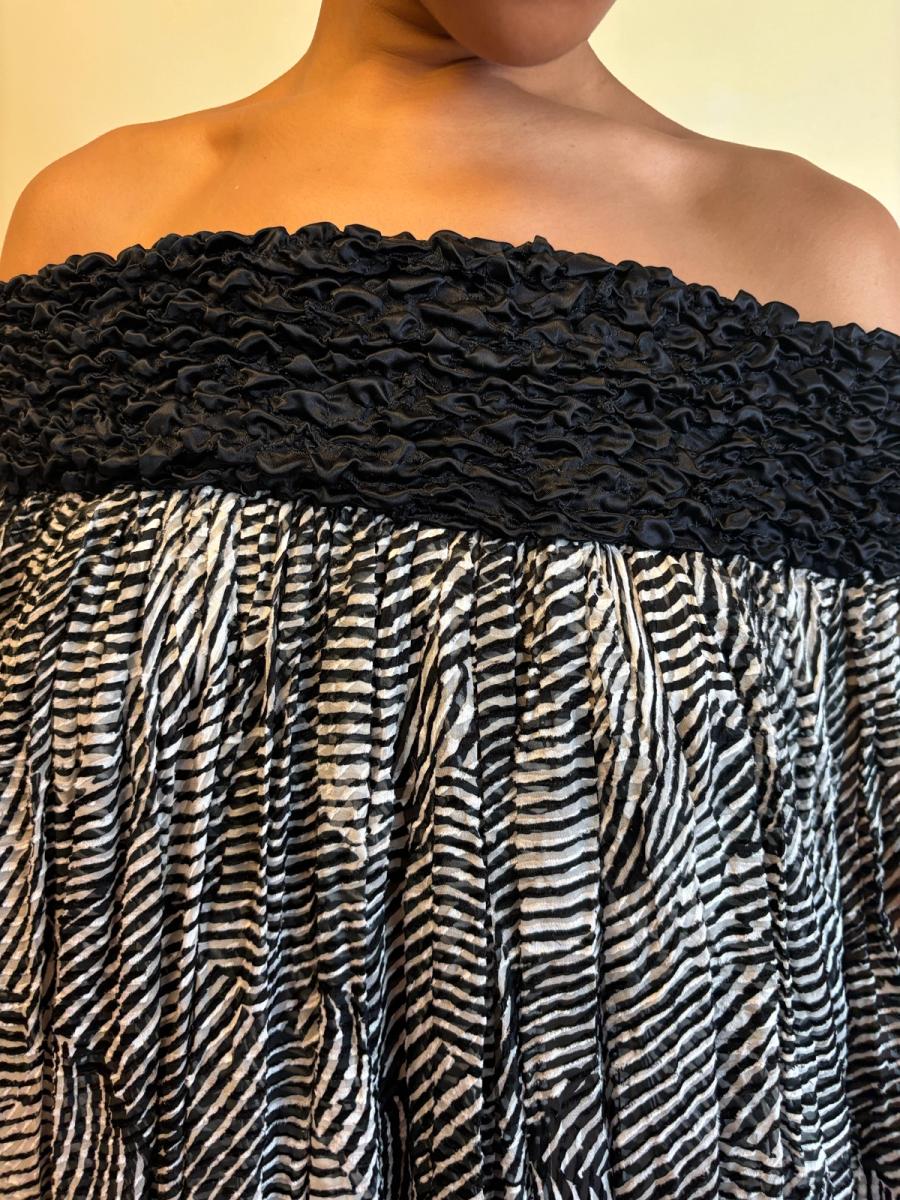 80s Claude Petin Striped Silk Dress product image