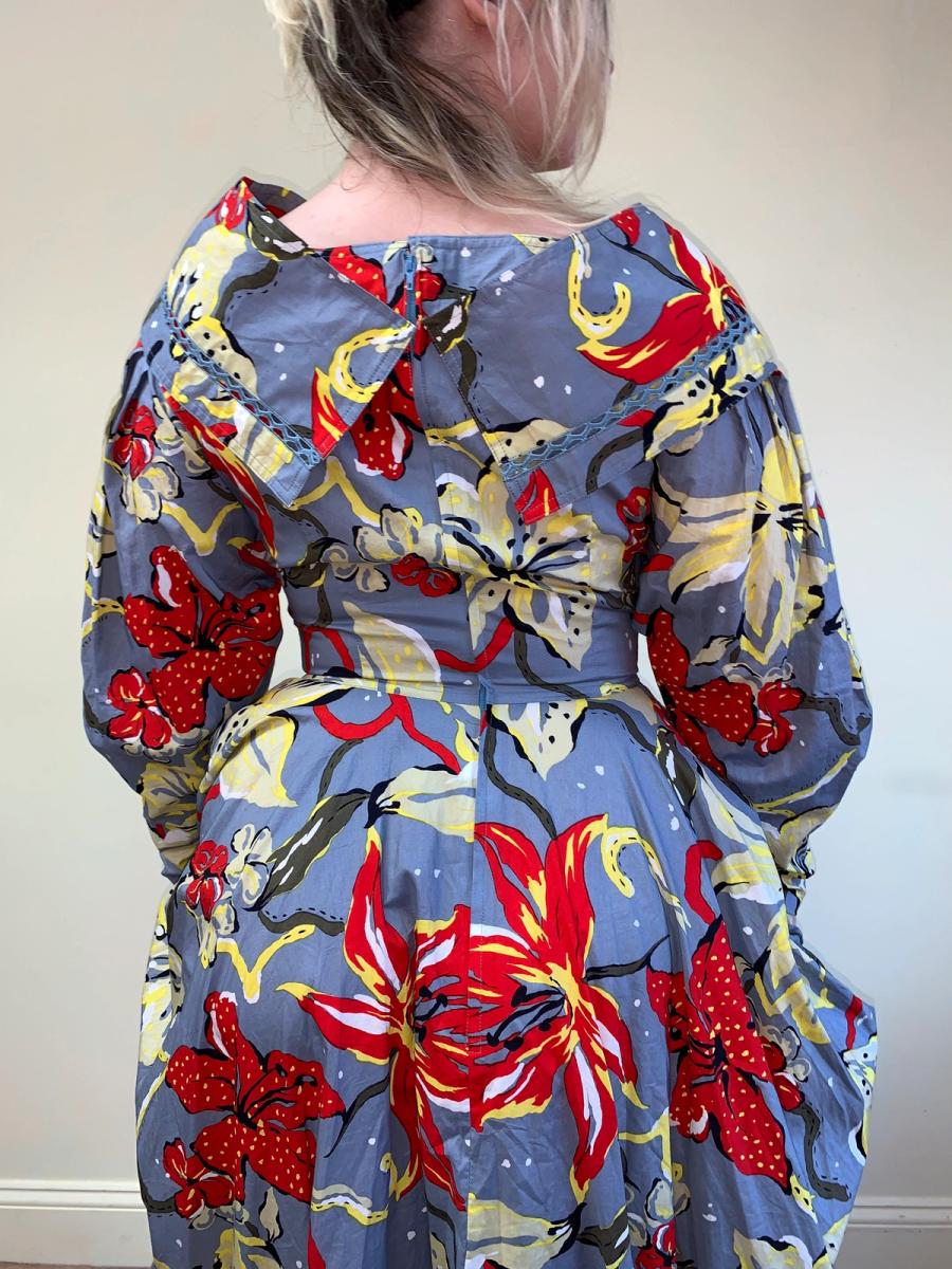 Takezo Tiger Lily Print Mutton Sleeve Dress  product image