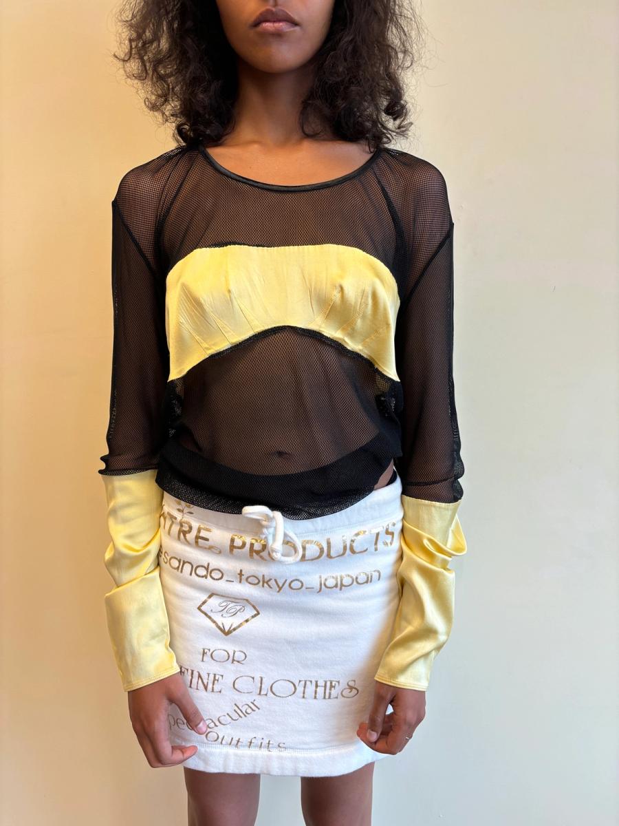 Vintage Chantal Thomass Yellow Silk and Mesh Top product image