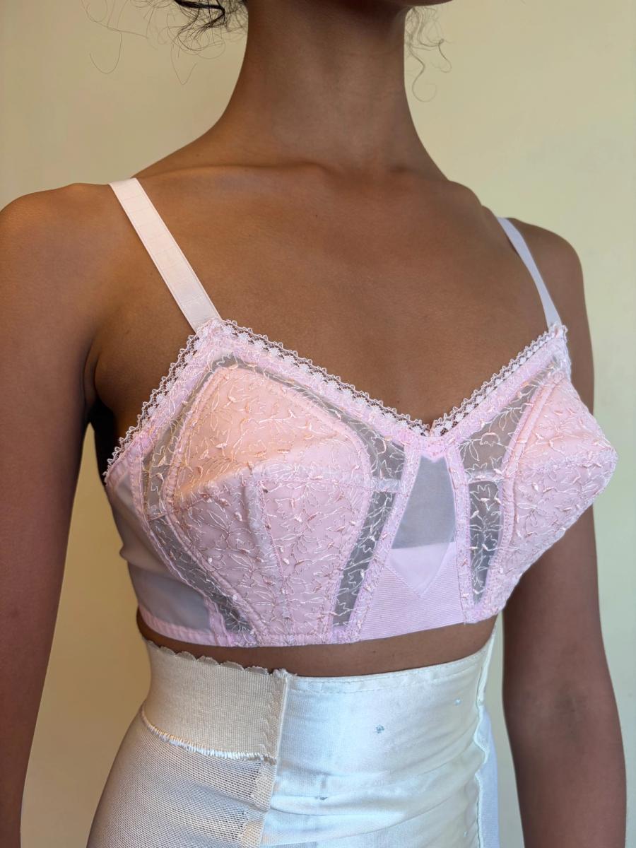 50s Pink Lace Cutout Bra product image