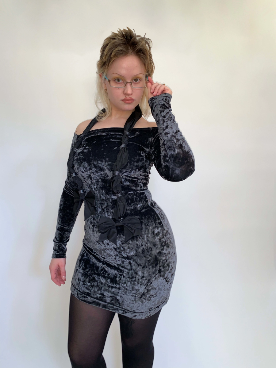 Chantal Thomass Crushed Velvet Bow Halter product image