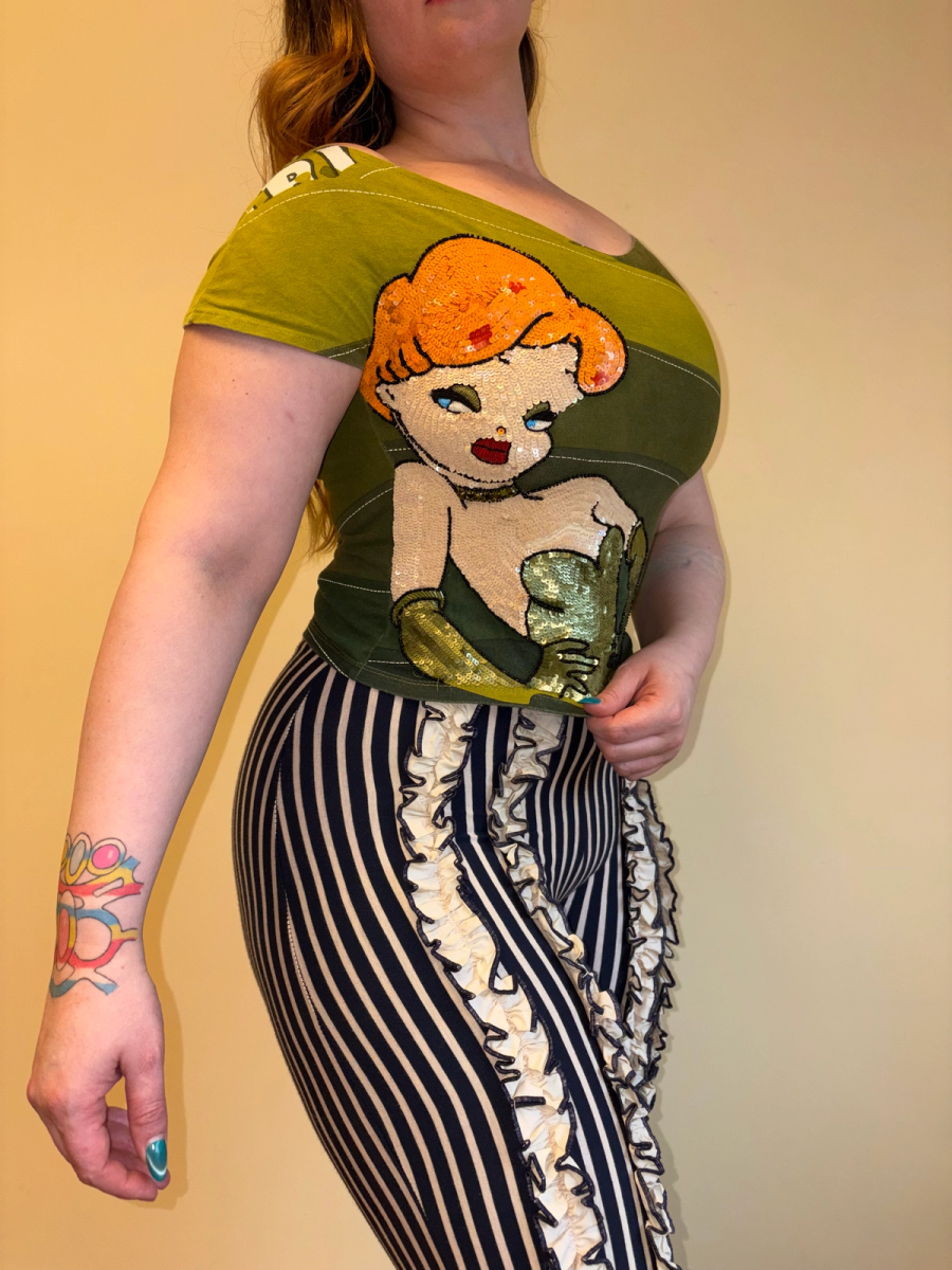 Vintage Sequin Redhead Pinup Girl T-shirt product image