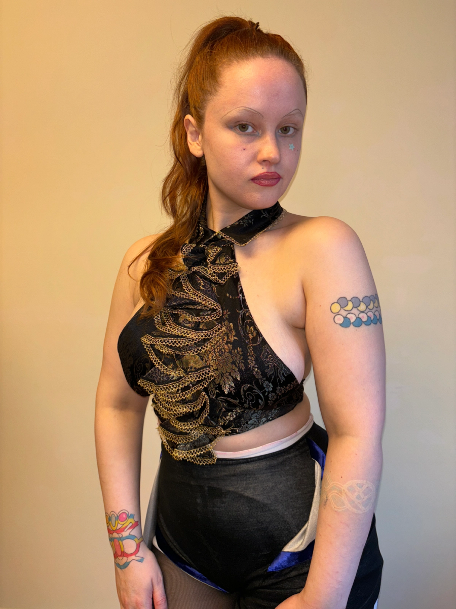 90s Chantal Thomass Brocade Jabot Halter Top product image