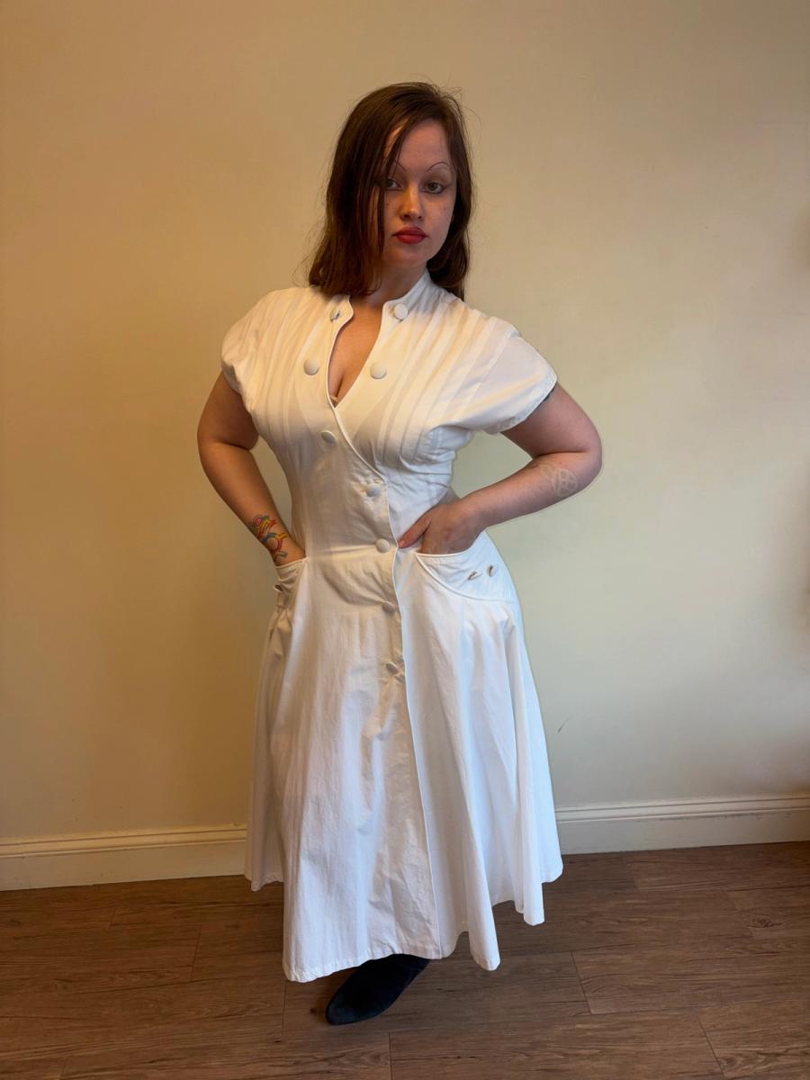 1980s Claude Petin Sweeping Fit & Flare Dress product image