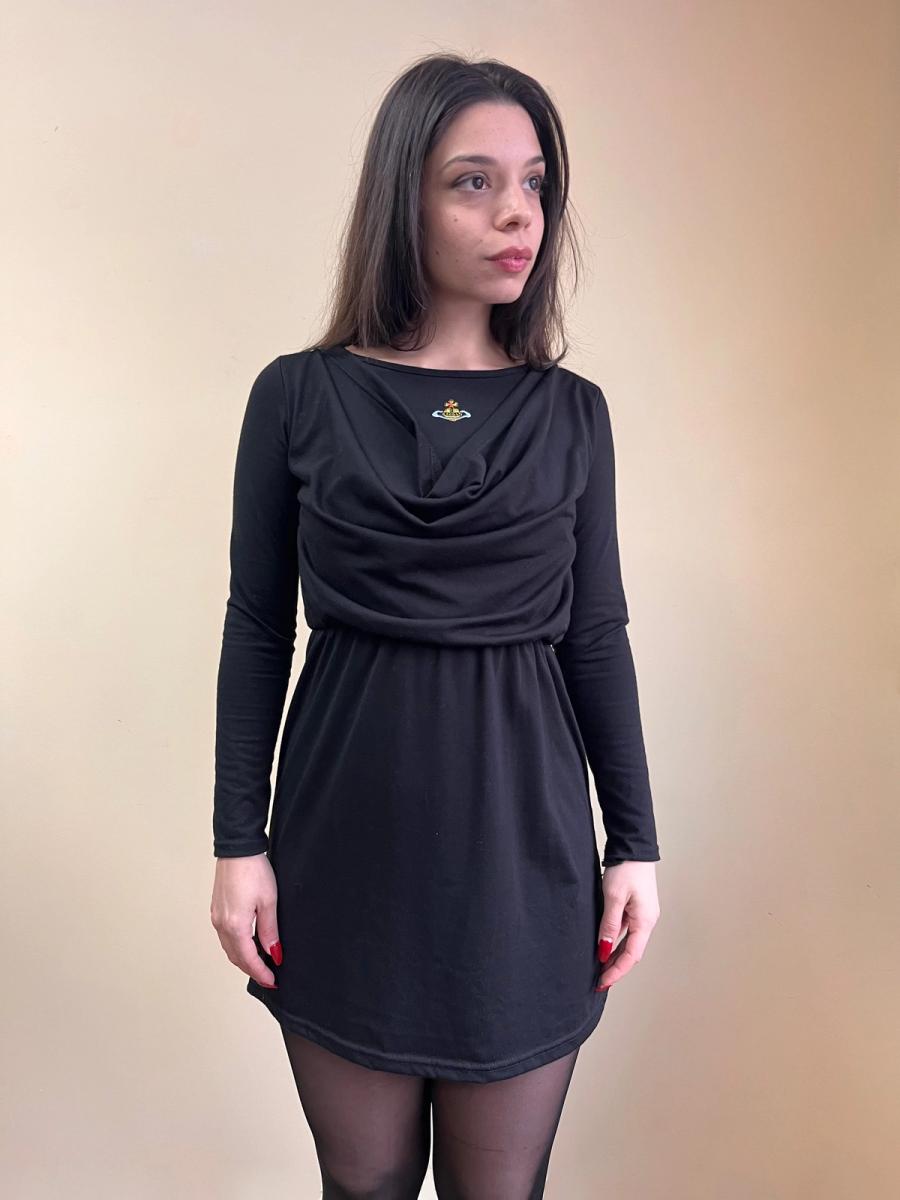Vivienne Westwood Embroidered Orb Drape Neckline Dress product image