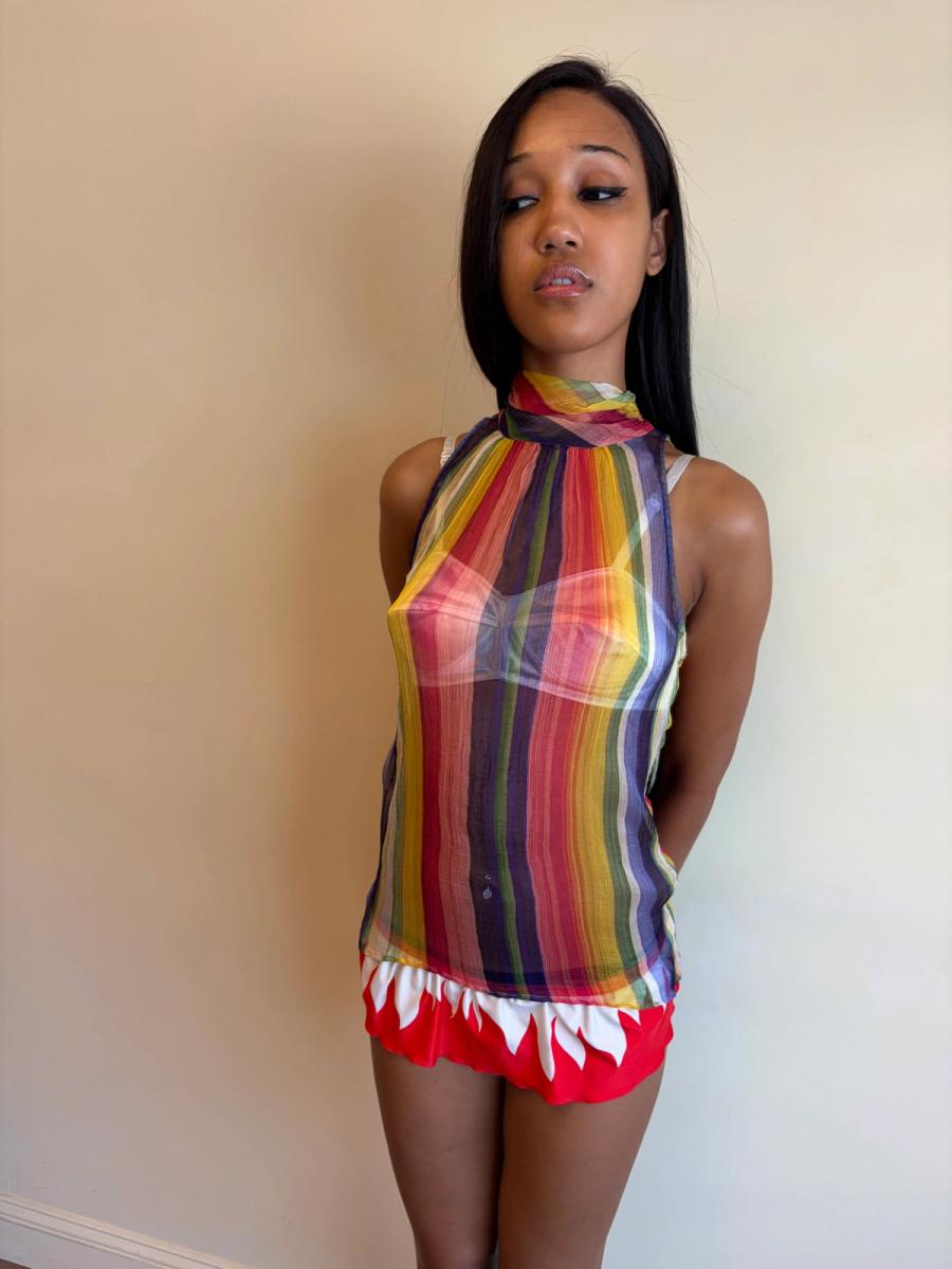 1930s Rainbow Chiffon Crepe Top product image