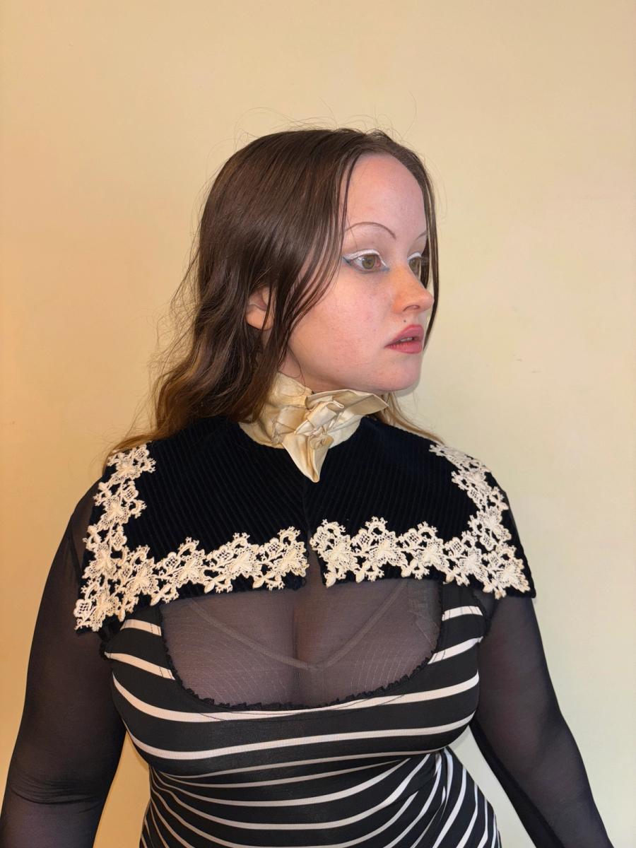 1890s French Corduroy Yoke With Satin Collar  product image