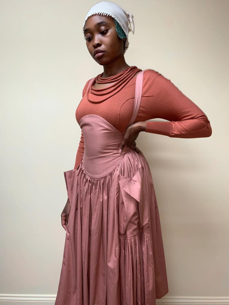 80s Norma Kamali Large Pocket Suspender Skirt product image