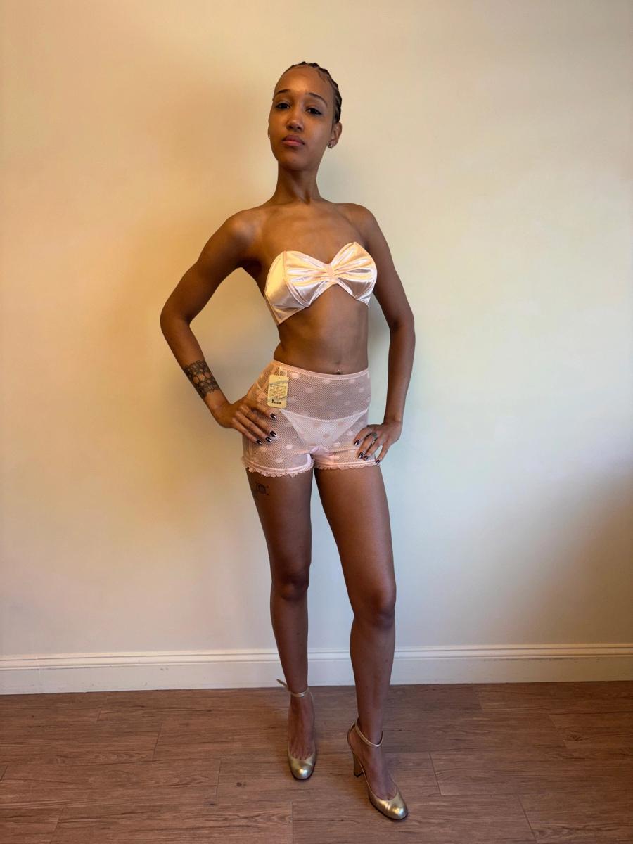 40s French Pink Satin Bra product image