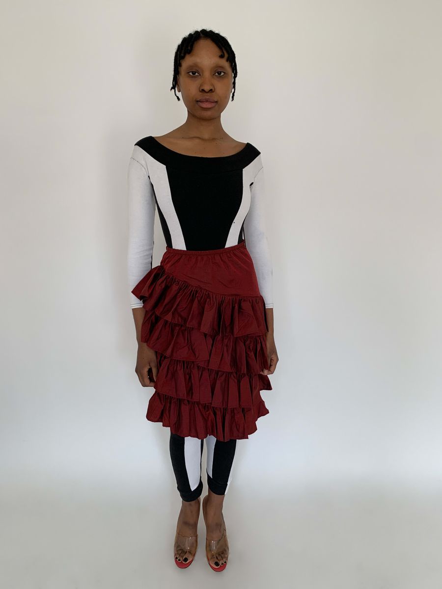 80s Norma Kamali Taffeta Ruffle Skirt product image