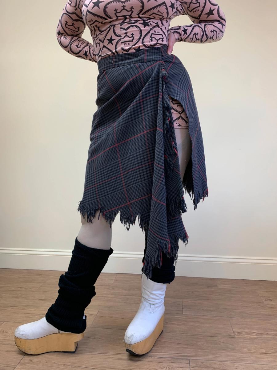 90s Vivienne Westwood Shredded Tartan Skirt