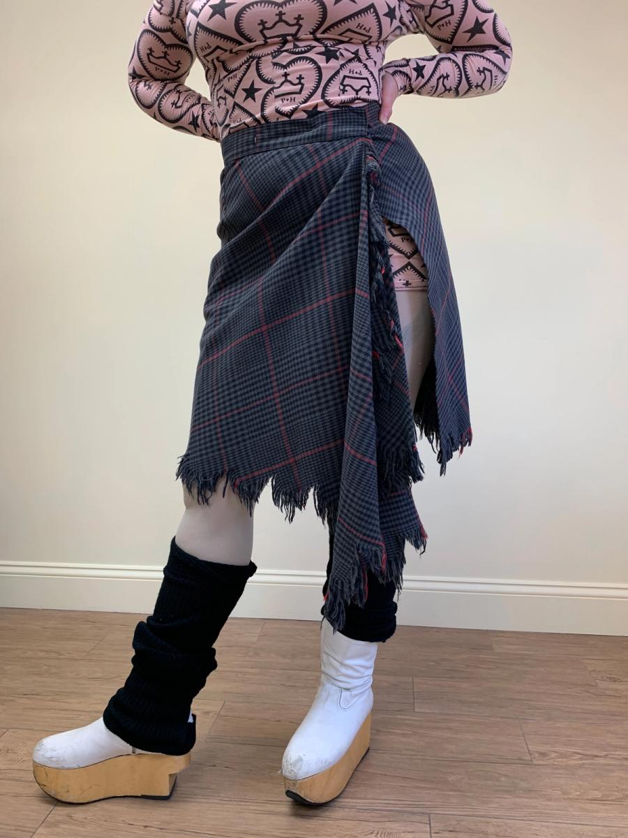 90s Vivienne Westwood Shredded Tartan Skirt product image