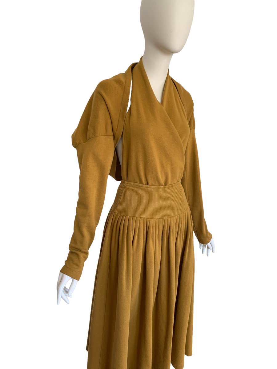 80s Norma Kamali Ochre 3 Piece Dress product image