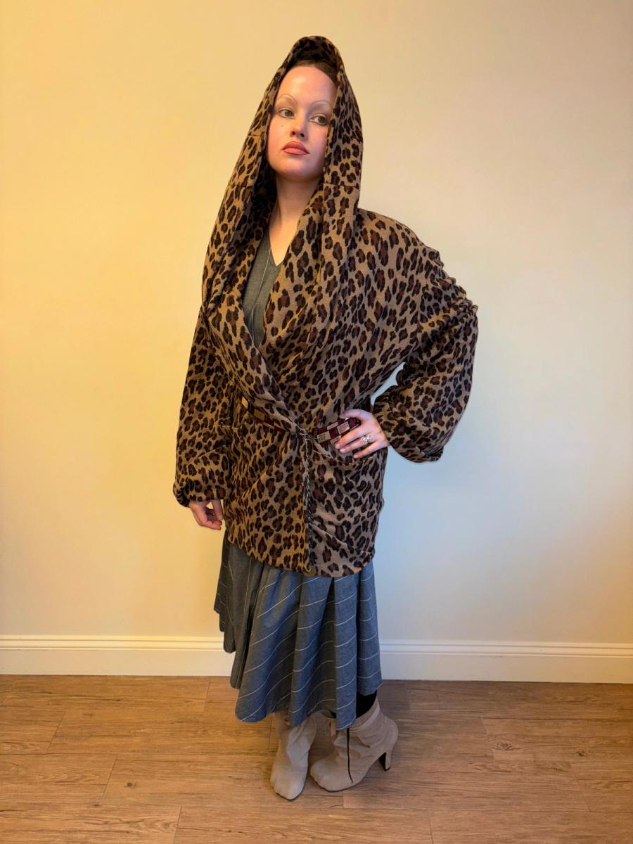 80s Norma Kamali Leopard Sweater with Hood product image