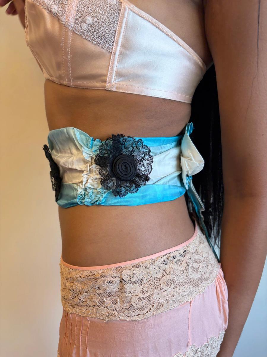 1890s Moiré Turquoise Sash product image