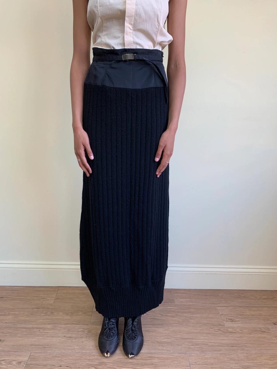 90s Atsuro Tayama Knit Maxi Skirt with Cinching Belt  product image