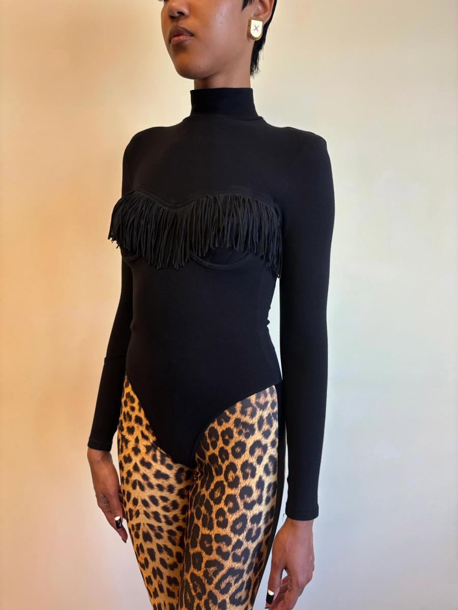 Chantal Thomass A/W 1993 Black Fringe Bodysuit product image