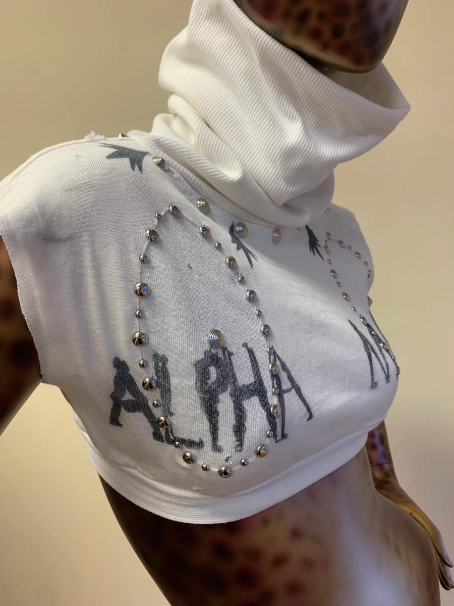 Alpha Male Studded Cowl Neck Sweatshirt Top product image