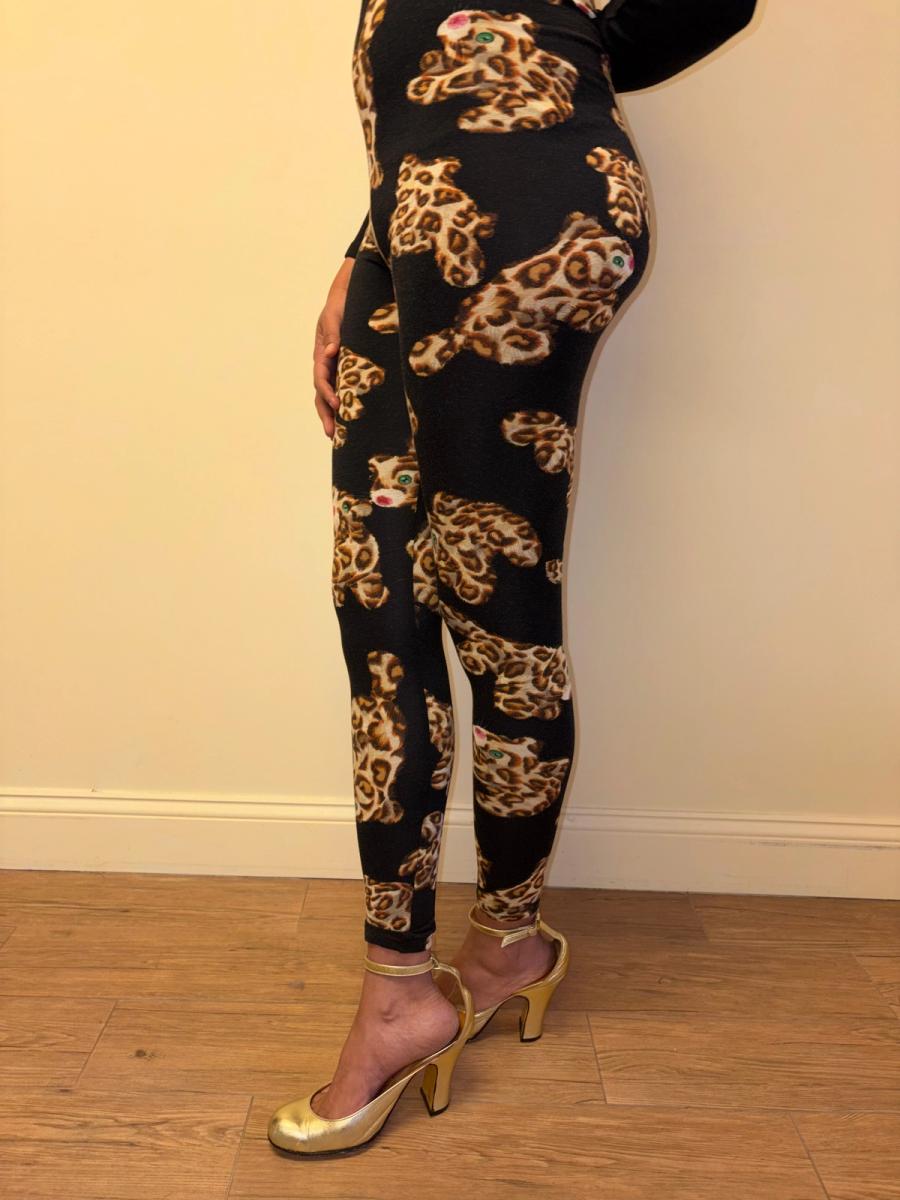 80s Yvan & Marzia Stuffed Leopard Print Bodysuit product image