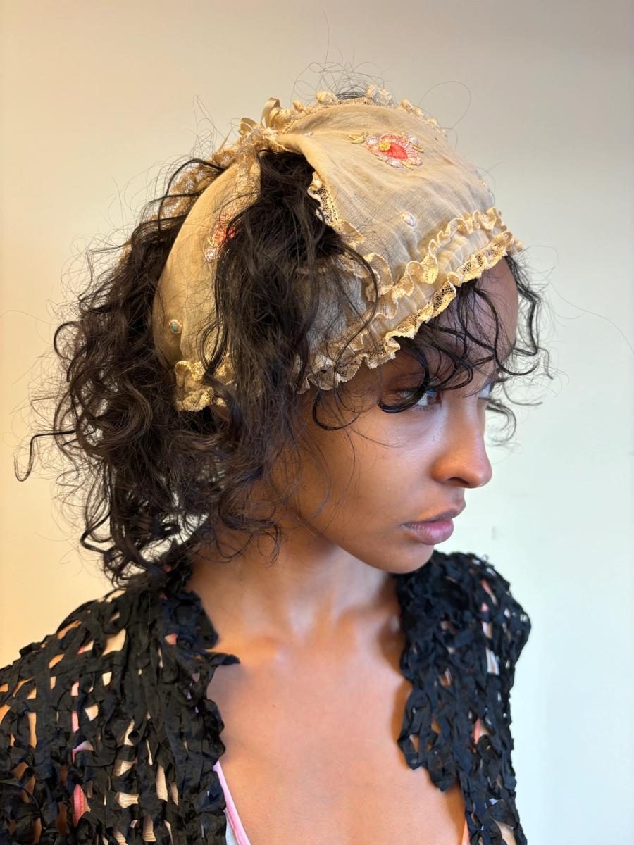 Arts & Crafts Era Embroidered Boudoir Cap product image