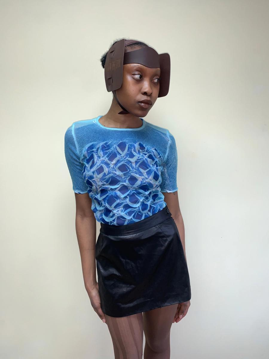 90s Yoshiki Hishinuma Blue Pleated Top product image