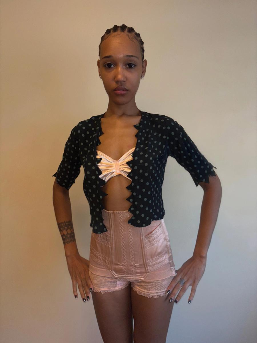 30s Polka Dot Top with Jagged Hem product image