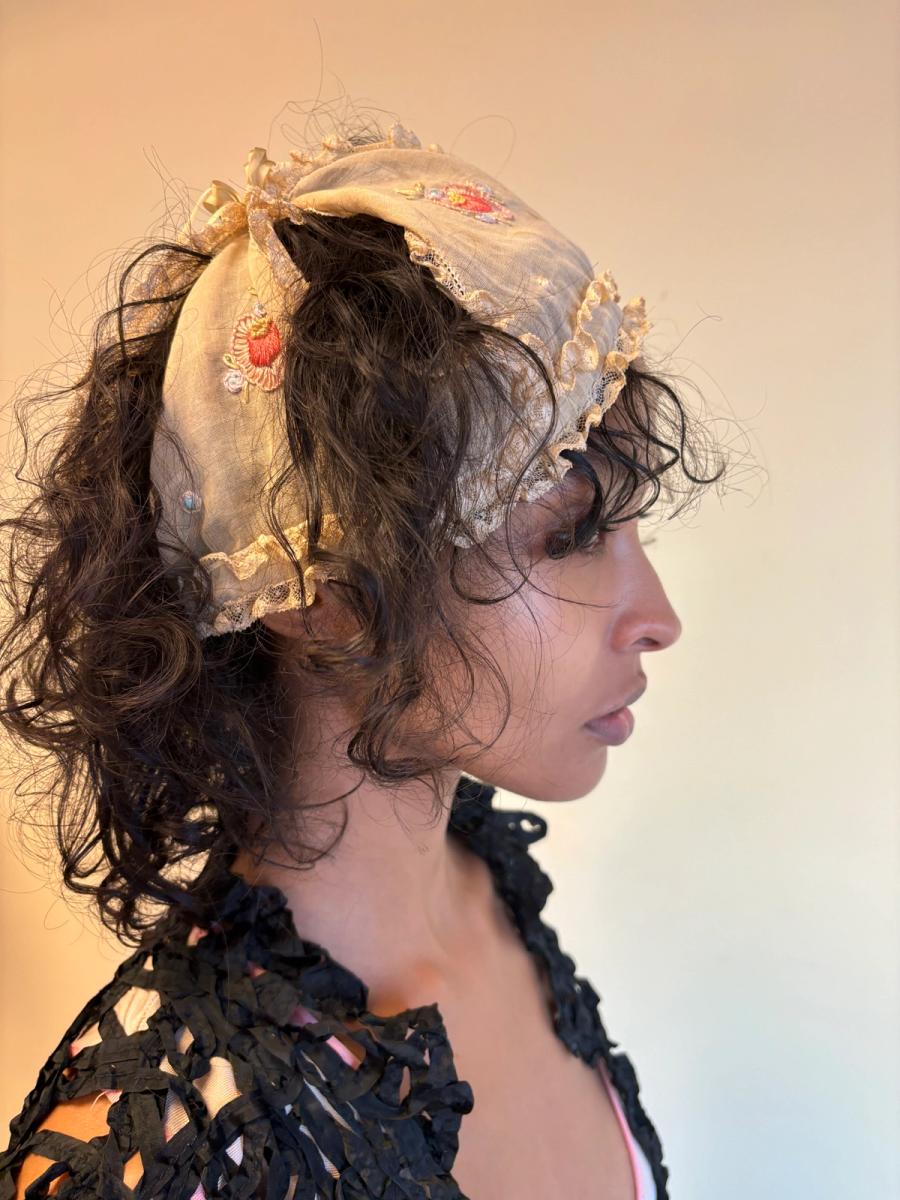 Arts & Crafts Era Embroidered Boudoir Cap product image
