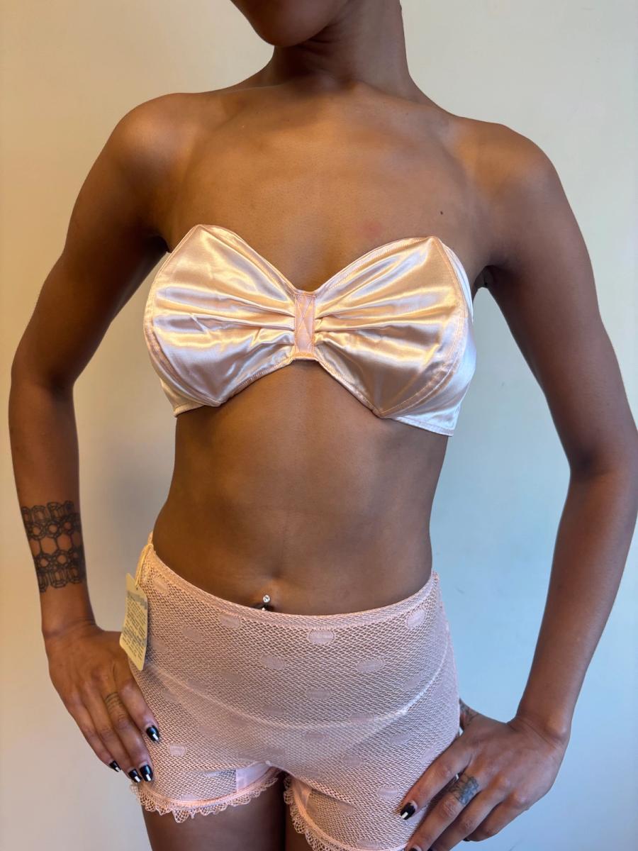 40s French Pink Satin Bra product image
