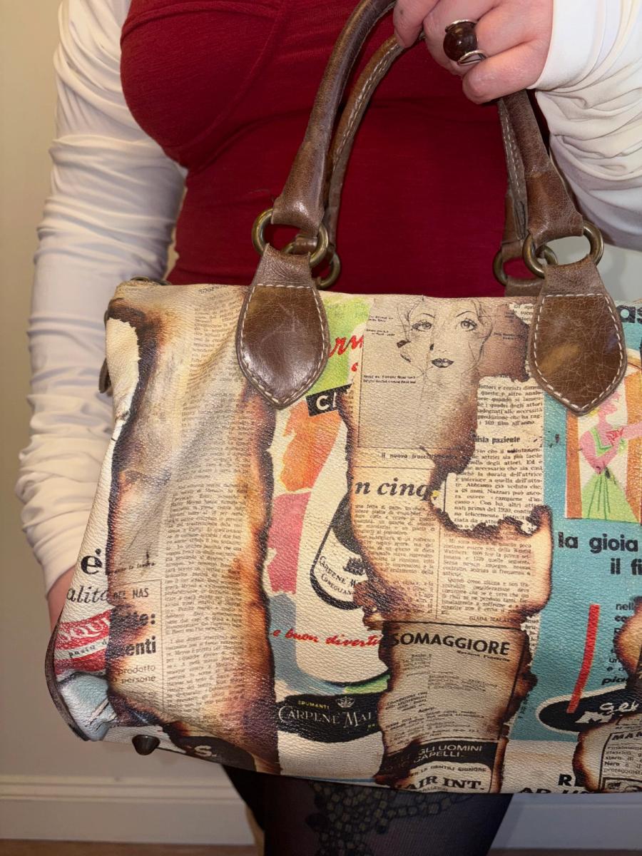 Singed Italian Newsprint Bag product image