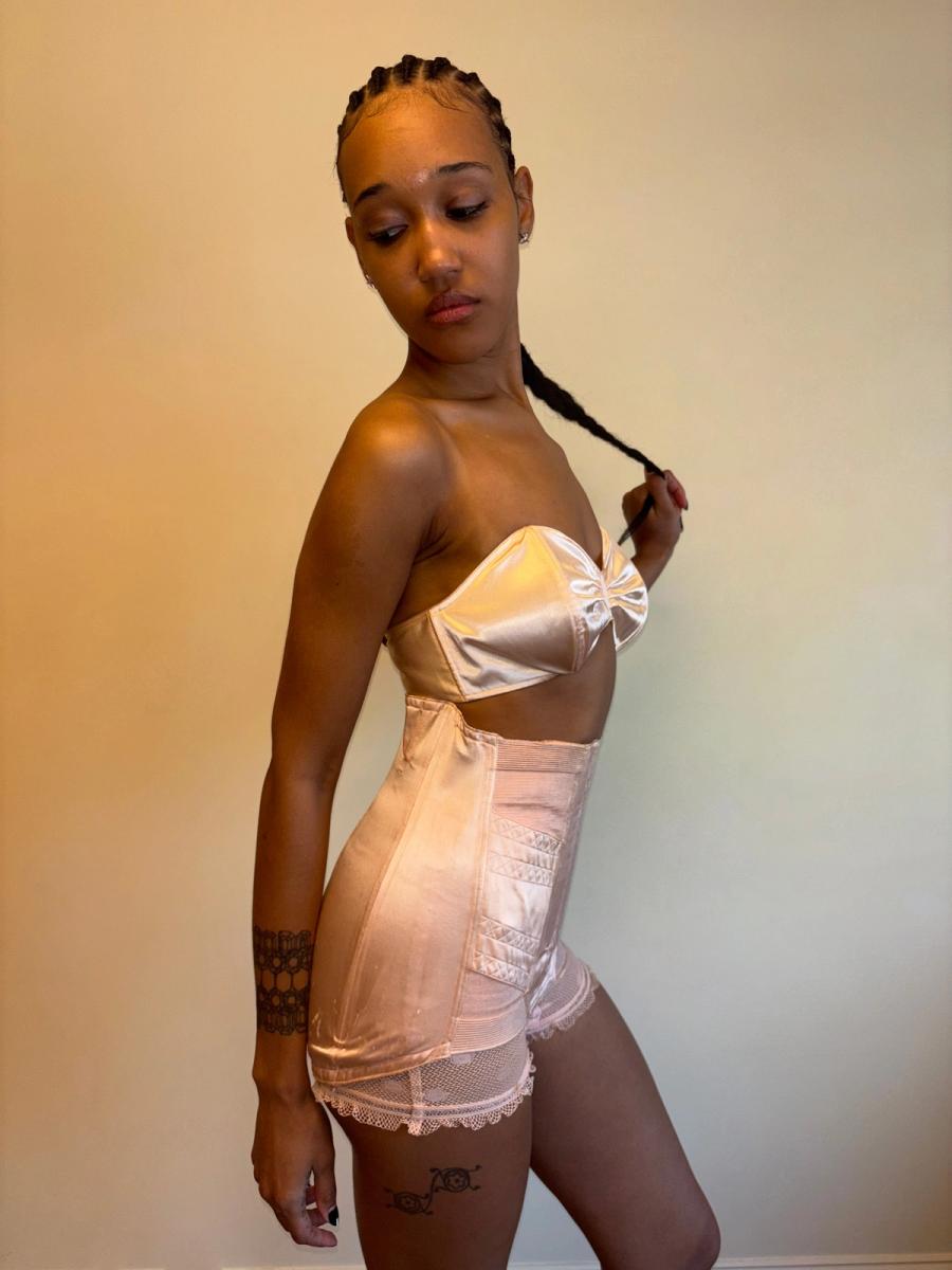 1930s Pink Satin Girdle product image