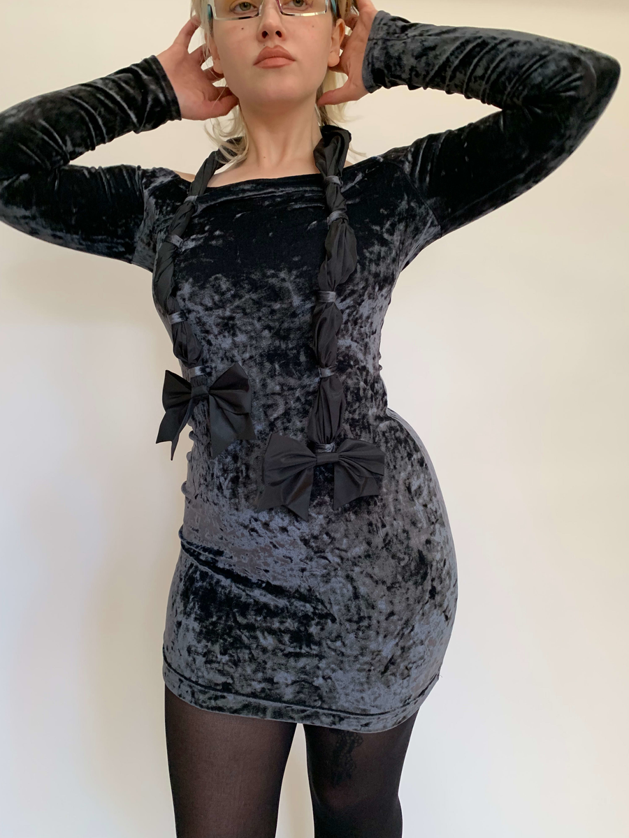 Chantal Thomass Crushed Velvet Bow Halter product image