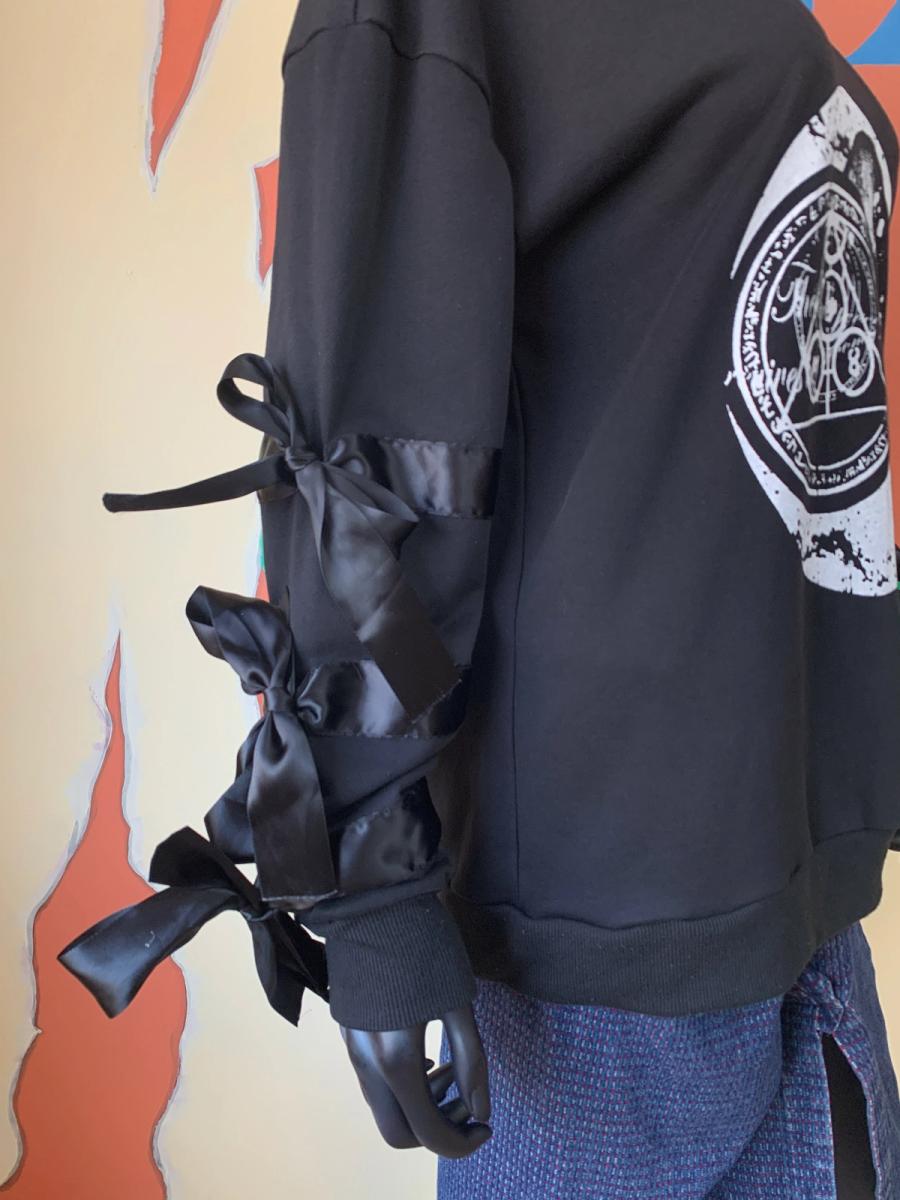 Bio- Politics Skull Sweatshirt with Bow Sleeves product image