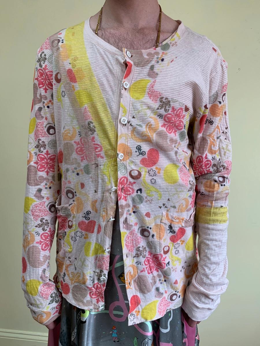 Nozomi Ishiguro Abstract Floral Pink Cardigan