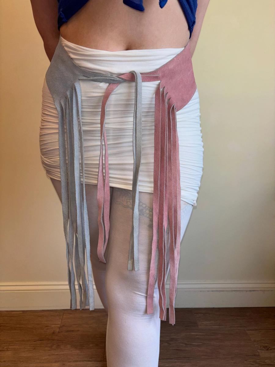 1970s Pastel Buckskin Fringe Belt product image