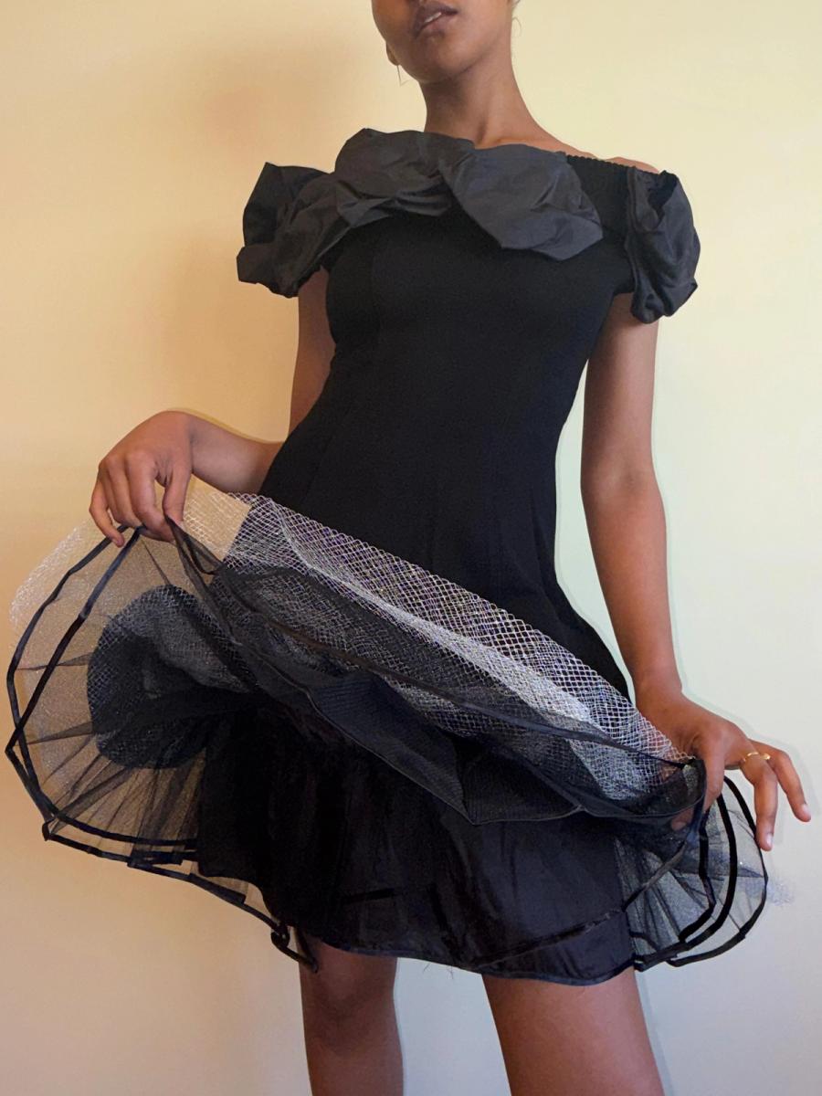 80s Atsuki Onishi Knit Dress with Crinoline and Brooches product image