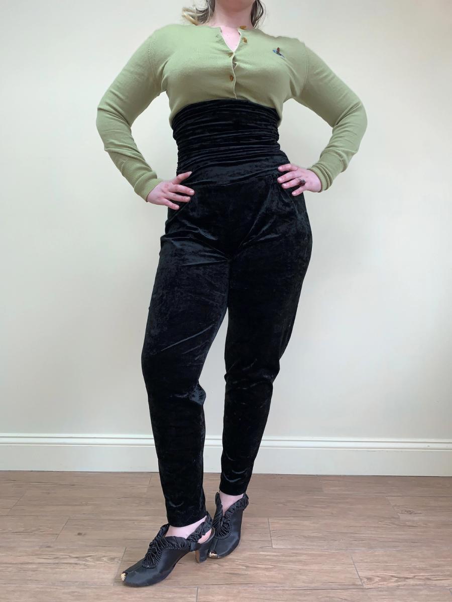 80s Norma Kamali Ultra High Waist Velvet Pants product image