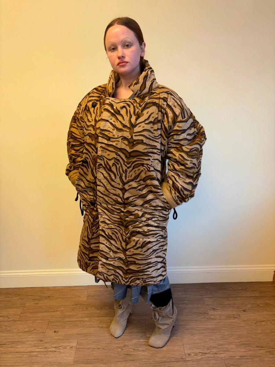 90s Norma Kamali Tiger Print Sleeping Bag Coat product image