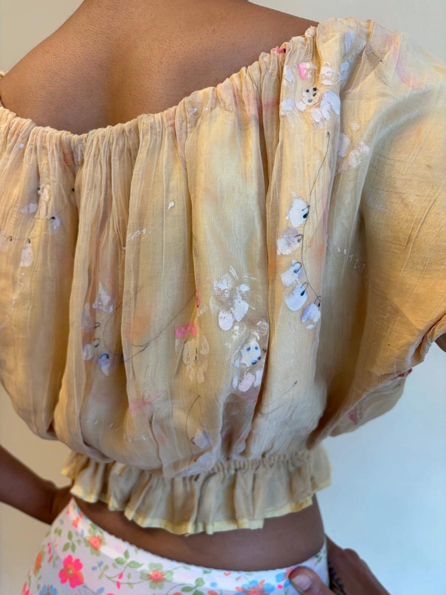 Vintage French Handpainted Silk Top product image