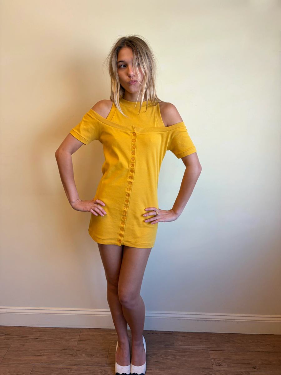 80s Norma Kamali Double Layered Sweat Mini Dress product image
