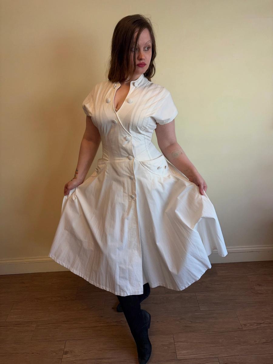 1980s Claude Petin Sweeping Fit & Flare Dress product image