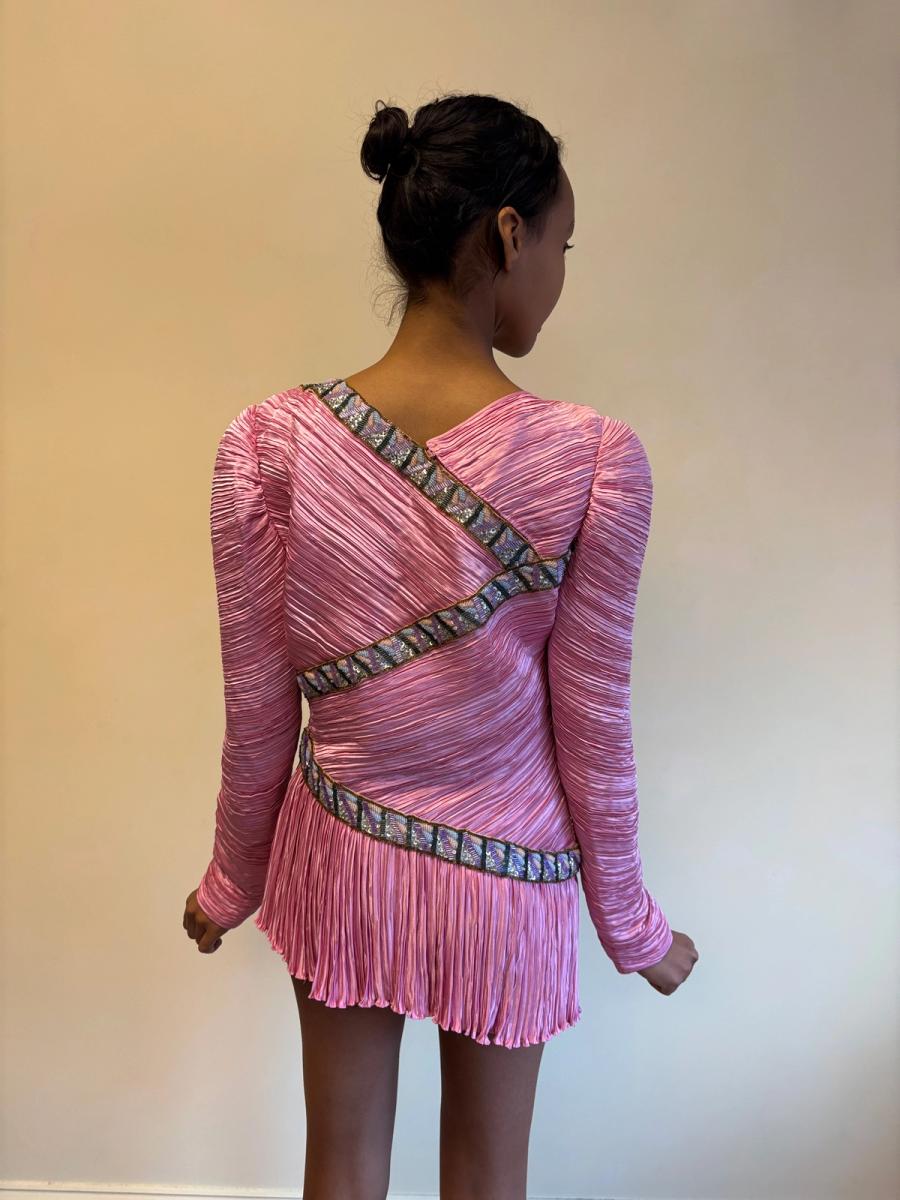 80s Mary McFadden Hot Pink Pleated Dress product image