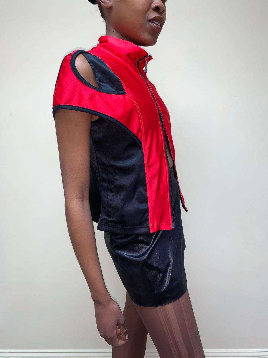90s Fötus Red and Black Cutout Top product image