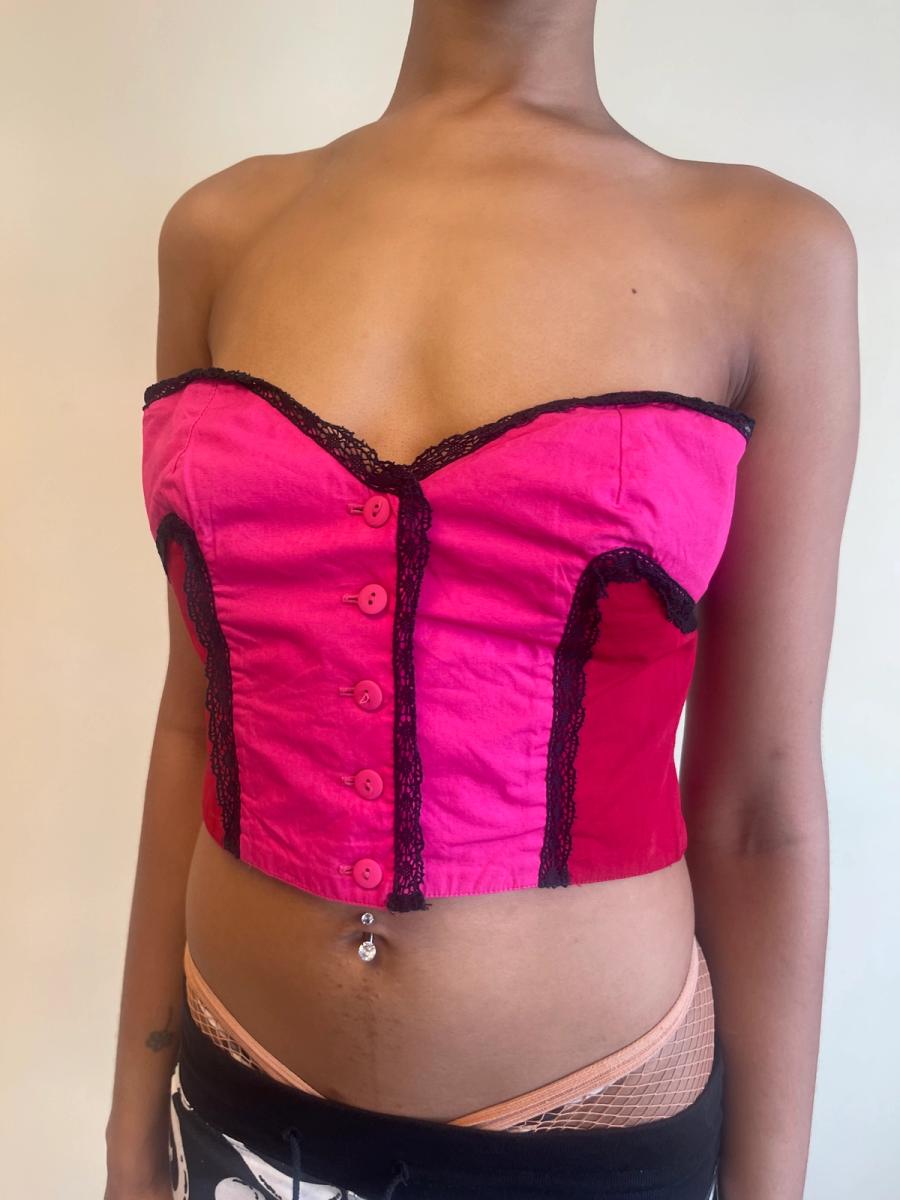 80s Chantal Thomass Hot Pink Bustier product image