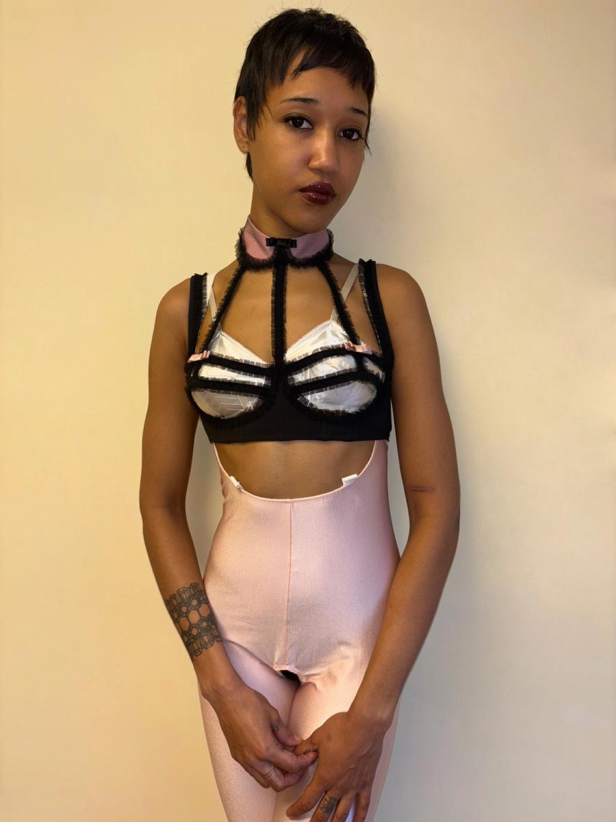 Chantal Thomass Collared Mesh Pleated Lattice Bra product image