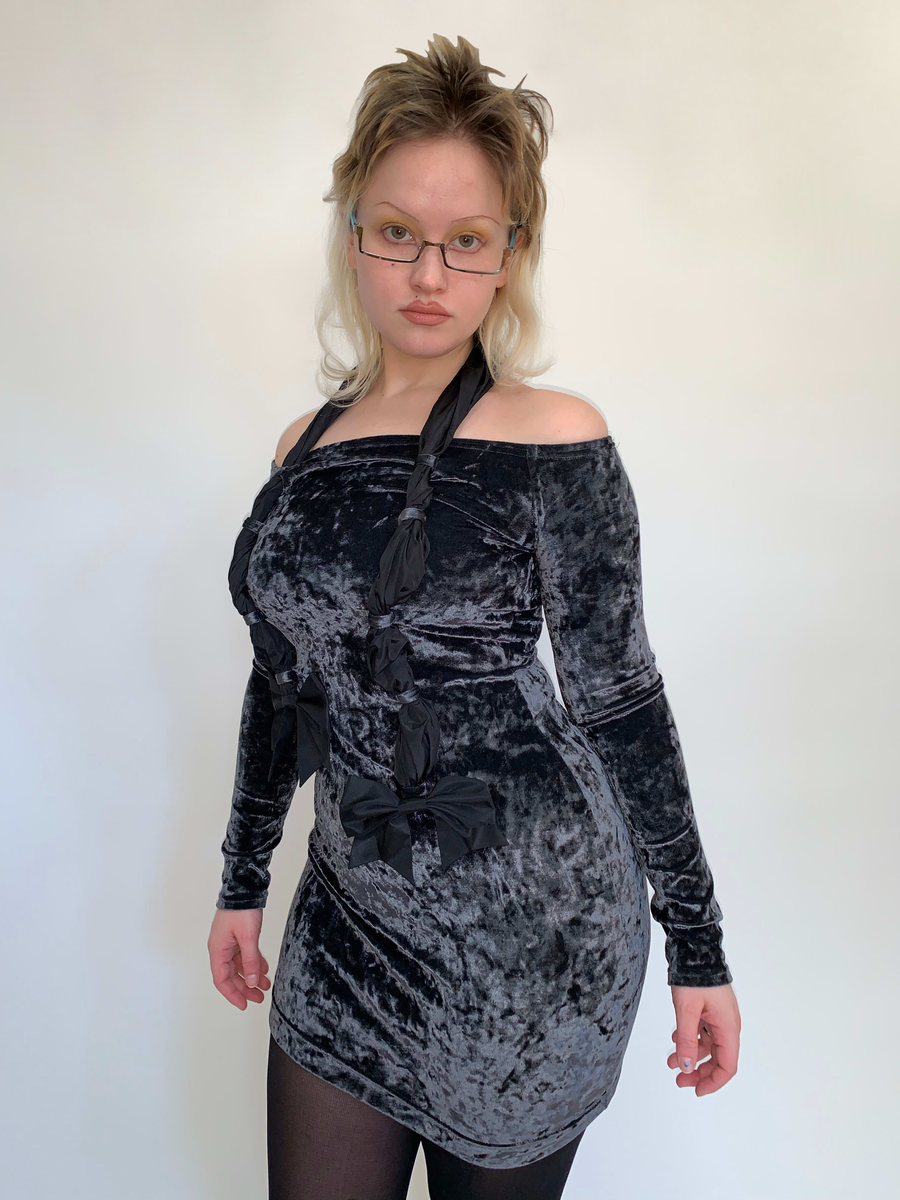 Chantal Thomass Crushed Velvet Bow Halter product image